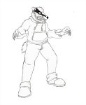  angry anthro augen_sinum_(character) augensinum badger beard belt bottomwear claws clothed clothing digital_drawing_(artwork) digital_media_(artwork) facial_hair footwear growling hi_res hoodie jeans male mammal monochrome mustela mustelid musteline pants sharp_claws sharp_teeth shoes simple_background solo standing teeth topwear white_background 