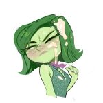  absurdres after_sex amugea annoyed clothed_after_sex cum cum_on_body cum_on_hair disgust_(inside_out) facial green_hair highres inside_out long_sleeves pixar shortstack 