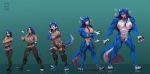  2020 4_toes anthro big_muscles blue_body blue_fur blue_hair blush bodily_fluids breasts butt canid canine canis claws clothing digital_media_(artwork) digitigrade female filthdog front_view fur genital_fluids genitals growth hair hi_res hopey human human_to_anthro looking_at_viewer mammal muscle_growth muscular muscular_female nipples nude pawpads paws pussy pussy_juice sequence simple_background solo species_transformation sweat toes torn_clothing transformation vein white_body white_fur wolf 