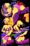  anthro anus aroused avian beak bird blush bodily_fluids bonnie_(fnaf) breast_grab breast_squish breasts bulge butt butt_grab chica_(fnaf) chicken clothed clothing comic couple_(romantic) dress duo english_text erection female five_nights_at_freddy&#039;s galliform gallus_(genus) hand_on_breast hand_on_butt hi_res kissing lagomorph leporid love male male/female mammal moan nipples on_top panties panties_down phasianid rabbit saliva saliva_string speech_bubble squish text topless underwear vertix video_games 