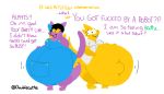  alphys anthro belly big_belly black_hair blue_highlights bottomless breasts buckteeth catty_(undertale) claws clothed clothing coat dialogue domestic_cat doublecatte duo english_text eyewear felid feline felis female fur glasses hair hand_on_face hand_on_stomach highlights_(coloring) huge_hips hyper hyper_belly hyper_pregnancy lab_coat looking_at_another mammal navel open_mouth open_smile outie_navel overalls pregnant purple_body purple_fur reptile scales scalie signature smile teeth text thick_tail topwear undertale video_games wide_hips yellow_body yellow_scales yellow_sclera 