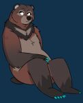 absurd_res annabelle_autumn_pines bear blue_background brown_bear feral hi_res impliedrainbows kodiak_bear mammal quadruped simple_background sitting sitting_on_ground ursine