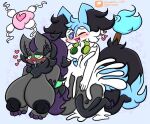 anthro big_breasts black_body black_fur blue_body blue_eyes blue_fur bodily_fluids braixen breasts cum cum_inside duo ejaculation female fur generation_5_pokemon generation_6_pokemon genital_fluids green_eyes hair heart_symbol hi_res huge_breasts impregnation lewdchuu_(artist) male male/female nintendo ovum ovum_with_heart pokemon pokemon_(species) purple_hair sperm_cell zoroark