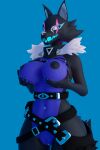 3d_(artwork) absurd_res anthro blender_(software) breasts canid canine canis clothing digital_media_(artwork) epic_games female fortnite genitals hand_on_breast hi_res looking_at_viewer mammal narrowed_eyes nipples one_01 pack_leader_highwire pussy solo wolf