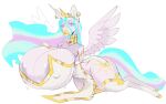 anthro areola areola_slip big_breasts bimbofication bimbofied bimbophi breasts clothed clothing female friendship_is_magic hasbro huge_breasts hyper hyper_breasts lips my_little_pony princess_celestia_(mlp) solo thick_lips wide_hips