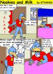 anthro beak bed bedroom blue_body blue_fur bottomless breasts brother_(lore) brother_and_sister_(lore) clothed clothing comic dialogue duo english_text female fur furniture genitals kthanid_(artist) male mammal monotreme navel nude platypus platypus_tail pussy rutwell_forest sheila_platypus shelby_platypus shirt sibling_(lore) sister_(lore) text topwear yellow_beak