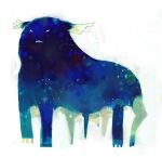 2017 2_horns abstract_art ambiguous_feral ambiguous_gender blue_body cool_colors eyes_closed feral hakugin horn markings mouth_closed noseless restricted_palette simple_background solo unknown_species white_background