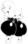  big_breasts big_butt breasts butt clothing crouching dart_(thecon) female footwear goblin hi_res high_heels huge_butt humanoid humanoid_pointy_ears looking_back monochrome not_furry rear_view shoes simple_background solo thecon tongue tongue_out white_background 
