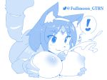  ! 1girl :3 animal_ear_fluff animal_ears animal_nose blue_theme breasts commentary_request cum ejaculation fox_ears fox_tail furry gachirin_(mint0527) grabbing_own_breast headband heart highres krystal large_breasts medium_hair monochrome paizuri parted_lips partial_commentary penis simple_background spoken_exclamation_mark spoken_heart star_fox star_fox_adventures sweatdrop tail twitter_logo twitter_username white_background 