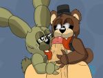  animatronic anthro big_penis bodily_fluids bow_tie clothing drool_string drooling five_nights_at_freddy&#039;s five_nights_at_freddy&#039;s_4 freddles_(fnaf) fur genitals group hat headgear headwear hi_res human human_on_anthro interspecies lagomorph licking looking_at_penis machine male male/male mammal oral penile penis penis_grab penis_lick plushtrap_(fnaf) plushtrapboyuwu robot saliva saliva_on_penis sex simple_background tongue tongue_out top_hat ursid vein veiny_penis video_games 