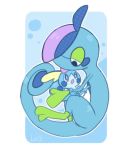  2_toes amphibian black_eyes blue_body blue_eyes blue_hair cleaning drizzile duo green_markings hair half-closed_eyes leo_(artist) licking low_res markings narrowed_eyes nintendo open_mouth pok&eacute;mon pok&eacute;mon_(species) purple_hair sobble toes tongue tongue_out video_games 