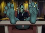 4_toes aliscik bea_santello blurred_background camel_toe cigarette clothed clothing crocodile crocodilian crocodylid digital_media_(artwork) feet foot_focus holding_object humanoid_feet inside night_in_the_woods reptile scalie soles solo text toes underwear url video_games 