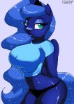  anthro anthrofied big_breasts breasts clothed clothing equid female friendship_is_magic hi_res horn mammal my_little_pony panties princess_luna_(mlp) shirt simple_background skyart301 solo topwear underwear winged_unicorn wings 