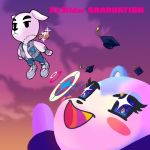  1:1 album_cover animal_crossing anthro black_nose canid canine canis clothed clothing cover crossover domestic_dog female fur judy_(animal_crossing) k.k._slider k.k._slider_album_redraw kanye_west male mammal meme nintendo parody unknown_artist video_games white_body white_fur 
