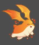  2016 ambiguous_gender bat_wings blush digimon digimon_(species) eyes_closed feral grey_background head_wings hi_res lazyninjartist membrane_(anatomy) membranous_wings open_mouth orange_body patamon simple_background star toes wings 