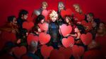  6+boys 6+girls aerith_gainsborough andrea_rhodea bisexual_male blowing_kiss brown_hair cloud_strife dio_(final_fantasy) don_corneo facial_hair final_fantasy final_fantasy_vii final_fantasy_vii_rebirth final_fantasy_vii_remake grey_hair harem headband heart highres japanese_clothes jessie_rasberry kimono looking_at_another madam_m mixed_harem multiple_boys multiple_girls mustache rakavka red_background roche_(ff7r) rufus_shinra sephiroth sleeveless sleeveless_turtleneck smile spiked_hair suspenders tifa_lockhart turtleneck yuffie_kisaragi zack_fair 