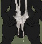  anthro anus balls bodily_fluids butt canid canine canis conditional_dnp cum darkwolf_(darkwolfdemon) digital_media_(artwork) excessive_cum fur genital_fluids genitals hair male mammal messy moonbug nude simple_background solo spread_butt spreading wolf xenoforge 