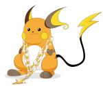  ambiguous_gender biped black_eyes black_nose bling dot_eyes feral hi_res jewelry jinu lightning_bolt long_tail mammal murid murine necklace nintendo orange_body pok&eacute;mon pok&eacute;mon_(species) raichu rat rodent simple_background smile solo standing video_games white_background yellow_cheeks 