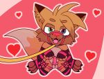 animated anthro breath collar harness heterochromia holidays kneeling leash looking_at_viewer male solo submissive submissive_male valentine's_day warmers waving_tail yoyan_fox