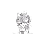 3_fingers anthro arm_support arms_bent belt black_and_white black_clothing black_eyes black_hair black_handwear black_mittens clothed clothed_anthro clothed_female clothing crossover digital_drawing_(artwork) digital_media_(artwork) ear_piercing edge_(mario_plus_rabbids) english_description eyebrows eyelashes female female_anthro fingers flat_chested hair half-length_portrait handwear hi_res jacket lagomorph leaning_on_elbow leaning_on_table lidded_eyes long_ears looking_at_viewer mammal mario_bros mario_plus_rabbids_sparks_of_hope mittens monochrome multicolored_hair nintendo noseless open_clothing open_jacket open_topwear peypey_mei1925 piercing portrait rabbid raving_rabbids rayman_(series) shirt short_hair solo spiky_hair topwear torn_clothing torn_shirt torn_topwear two_tone_hair ubisoft white_belt white_body white_clothing white_eyebrows white_hair white_shirt white_topwear