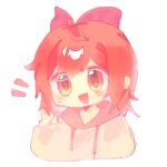  1girl acg49 apple_bloom blush child chinese_commentary commentary_request hair_ribbon hood hoodie medium_hair my_little_pony my_little_pony:_friendship_is_magic personification red_hair ribbon solo surprised transparent_background 