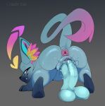 absurd_res all_fours anus blue_body blue_dildo blue_fur bodily_fluids butt cyber_cat_yuumi cyber_d1e darkened_feet darkened_paws darkened_snout dildo dipstick_tail ear_tuft felid feline female feral fur genital_fluids genitals gradient_background grey_background hi_res inner_ear_fluff league_of_legends looking_at_viewer looking_back mammal markings paws penetration pink_anus pink_tail_tip pink_tail_tuft quadruped rear_view riot_games sex sex_toy sharp_teeth signature simple_background snout solo tail tail_markings tail_tuft teeth tencent tuft vaginal vaginal_fluids vaginal_fluids_on_dildo vaginal_fluids_on_sex_toy vaginal_penetration vulva yuumi_(lol)