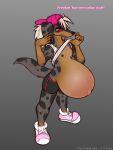 2026 anthro areola backwards_baseball_cap backwards_hat baseball_cap belly belly_blush big_belly black_areola black_nipples black_nose blonde_hair blush bodily_fluids body_blush bottomwear breasts brown_body brown_fur canid canid_demon canine canis clothing dachshund dansharkman demon digital_drawing_(artwork) digital_media_(artwork) domestic_dog english_description english_text female footwear fur hair hair_through_hat hat headgear headwear hellhound hi_res humanoid_hands hunting_dog hybrid hyper hyper_pregnancy long_hair mammal markings mythological_canine mythological_creature mythology navel nipples outie_navel pepper_(dansharkman) pregnant pregnant_anthro pregnant_female pupils red_sclera shirt shoes shorts small_breasts sneakers solo spots spotted_body spotted_fur standing sweat sweaty_belly talking_to_viewer tank_top tank_top_lift text topwear white_pupils