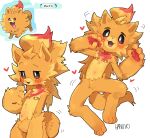 2026 absurd_res adhesive_bandage ambiguous_gender anthro arm_tuft canid canine crotch_tuft elbow_tuft fluffy fur generation_10_pokemon hanuvo hi_res inner_ear_fluff looking_at_viewer mammal multicolored_body multicolored_fur navel nintendo orange_body orange_fur outie_navel paws pokemon pokemon_(species) pokemon_winds_and_waves pombon red_body red_fur red_paws simple_background solo spread_legs spreading tail tuft