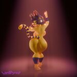 1:1 2025 animal_crossing ankha_(animal_crossing) anthro back_boob blue_hair breasts butt domestic_cat felid feline felis female full-length_portrait hair looking_at_viewer looking_back looking_back_at_viewer lpyro9 mammal markings narrowed_eyes nintendo nude portrait pose raised_arm rear_view solo spotlight_beam striped_markings striped_tail stripes tail tail_markings thick_thighs thighs_together uraeus wide_hips yellow_body