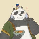 1:1 2024 anatid anseriform anserine anthro avian bear bird black_body black_fur blush blush_lines chopsticks clothed clothing digital_media_(artwork) dreamworks duo eyes_closed feathers food fur giant_panda goose green_clothing green_topwear green_vest hat headgear headwear heart_symbol hi_res hug kung_fu_panda li_shan_(kung_fu_panda) looking_at_another male male/male mammal mr._ping multicolored_body multicolored_fur noodles overweight overweight_anthro overweight_male red_clothing red_robe robe size_difference topwear two_tone_body two_tone_fur vest white_body white_feathers white_fur zzommie