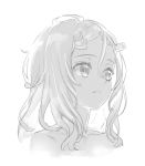  1girl chloe_(nagisa_kurousagi) closed_mouth greyscale hair_between_eyes highres horns monochrome nagisa_kurousagi nude original portrait simple_background solo white_background 