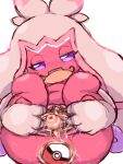 anal anal_penetration beady_eyes bedroom_eyes blush blush_lines bodily_fluids cervix clitoral_hood diru female generation_9_pokemon genital_fluids genital_focus genitals hair hi_res holding_both_legs humanoid improvised_sex_toy inviting legs_up long_hair narrowed_eyes nintendo open_mouth penetration pink_body pokeball pokeball_insertion pokemon pokemon_(species) prolapse purple_eyes seducing_viewer seductive shaded simple_background smile solo spread_vulva spreading tinkaton tongue vaginal_fluids vaginal_prolapse vulva vulva_focus white_background