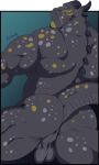 anthro anus argonian balls broken_horn burrserk butt curved_horn facial_scar genitals grey_body grey_scales grey_spots half-closed_eyes hi_res horn male markings microsoft muscle_tone muscular muscular_anthro muscular_male narrowed_eyes nude perineum rasha_(shadow-teh-wolf) scales scalie scar spots spotted_body spotted_markings spotted_scales the_elder_scrolls yellow_spots