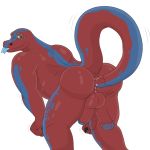  1:1 alpha_channel anthro balls bent_over butt claws genitals lizard looking_back male mammal masturbation notkastar one_eye_closed penis raised_tail reptile scalie sex shaking skin_pattern solo tail_fetish tail_play tail_sex tongue wink 