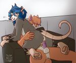 absurd_res american_opossum anthro anus balls bedroom_eyes blue_hair blush blush_lines bodily_fluids body_blush canid canine colored_nails cowgirl_position dominant dominant_male duo female female_on_top fingers fluffy fox from_front_position furniture genital_fluids genitals grey_body hair hand_on_butt hi_res kneeling looking_up male male/female mammal marsupial medium_hair multicolored_body nails narrowed_eyes nude on_bottom on_top open_mouth orange_body orange_eyes pawpads paws penetration penis pink_vulva pubes raised_tail rear_view seductive sex simple_background sofa sofa_sex spread_legs spreading tail text tleatlnox59 two_tone_body vaginal vaginal_fluids vaginal_penetration virginia_opossum vulva vulva_blush