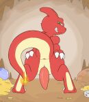  animated anus blush butt cave cave_background charmeleon claws coin feral fire fluorings gem generation_1_pokemon genitals green_eyes grin grinning_at_viewer hi_res male nintendo penis pokemon pokemon_(species) pose posing_for_the_viewer presenting presenting_anus presenting_hindquarters presenting_penis red_body smile smiling_at_viewer solo spread_butt spreading tail teeth 