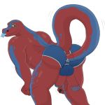  1:1 alpha_channel anthro balls bent_over butt claws genitals lizard looking_back male mammal masturbation notkastar nude one_eye_closed penis raised_tail reptile scalie sex shaking skin_pattern solo tail_fetish tail_play tail_sex tongue wink 