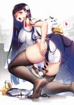  1girl after_masturbation ass azur_lane bangs bare_shoulders black_footwear black_hair black_legwear blunt_bangs blush breasts calligraphy_brush china_dress chinese_clothes commentary_request covered_nipples dress eyebrows_visible_through_hair flower gradient_hair hair_flower hair_ornament large_breasts legs long_hair looking_at_viewer luode_huayuan manjuu_(azur_lane) masturbation multicolored_hair open_mouth paintbrush pussy_juice red_eyes saliva shoes short_dress sitting thighhighs tongue tongue_out very_long_hair white_dress white_flower yat_sen_(azur_lane) 