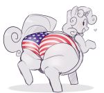  &lt;3 big_butt butt clothed clothing equid female feral friendship_is_magic hi_res horn huge_butt looking_back mammal my_little_pony ridiculouscake solo stars_and_stripes sweetie_belle_(mlp) thick_thighs unicorn united_states_of_america 