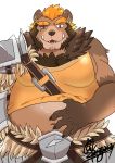  2020 anthro belly brown_body brown_fur fur hi_res humanoid_hands kemono male mammal navel notes_of_hearts overweight overweight_male scar shirokumaou simple_background solo teeth ursid white_background 