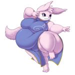  1:1 2016 4_fingers action_pose anthro asian_clothing belly big_belly big_breasts biped blue_eyes breasts chinese_clothing chinese_dress clothed clothing digital_media_(artwork) dress east_asian_clothing female fingers fur hi_res lagomorph leporid mammal obese obese_female overweight overweight_female paws pink_body pink_fur pose rabbit sappanwood simple_background smile solo standing thick_thighs yosioka_san 