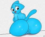  anthro big_butt blue_body blue_fur breasts butt cartoon_network digital_media_(artwork) domestic_cat felid feline felis female fur genitals hi_res huge_butt humanoid looking_at_viewer mammal mature_female mother nicole_watterson nr_ac nude parent pussy simple_background sitting solo the_amazing_world_of_gumball thick_thighs whiskers 