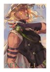  00wormwood 1boy blonde_hair commentary cowboy_hat english_commentary goggles goggles_on_headwear gold_teeth green_lips grills gyro_zeppeli hat highres jojo_no_kimyou_na_bouken male_focus solo steel_ball_(jojo) steel_ball_run 
