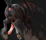 64k animal_genitalia animal_penis anus big_butt black_background black_hair bridle butt dark_body demonic draft_horse equid equine equine_genitalia equine_penis feathering feral fur genitals glowing glowing_anus gypsy_vanner hair harness hi_res hooves horse long_hair male male_feral mammal medial_ring penis presenting presenting_hindquarters puffy_anus raised_tail red_anus red_eyes saddle sheath simple_background solo tack tail v_rising vampire