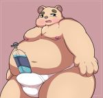  2020 absurd_res anthro belly blush bulge clothing genital_outline hi_res inigo_(kusosensei) kemono kusosensei male mammal moobs navel nipples overweight overweight_male penis_outline solo underwear ursid 