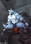  abs anthro biceps biped colored duo enaeric felid hi_res law_(sdorica) male male/male mammal muscular muscular_anthro muscular_male muscular_thighs nipples pantherine pecs pink_nipples sdorica tiger 