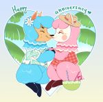  absurd_res alpaca animal_crossing anthro camelid cyrus_(animal_crossing) duo female hi_res husband_and_wife male male/female mammal married_couple nintendo nuzzling pinle reese_(animal_crossing) tagme video_games 