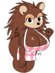  3:4 animal_crossing animal_humanoid anthro apron big_breasts big_butt breasts brown_body brown_fur brown_hair butt clothed clothing digital_media_(artwork) eulipotyphlan eulipotyphlan_humanoid female freckles fur hair hedgehog hedgehog_humanoid hi_res huge_breasts humanoid looking_at_viewer mammal mammal_humanoid mature_female nintendo nr_ac sable_able simple_background solo thick_thighs video_games 
