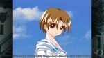  1girl 2000s_(style) anime_coloring atelier-moo breasts brown_eyes brown_hair closed_mouth from_side game_cg hood hoodie large_variant_set long_sleeves medium_breasts non-web_source official_art parted_hair patty_sole pink_tank_top short_hair sky solo standing tank_top upper_body variant_set wince yuukyuu_gensoukyoku 