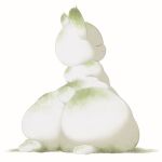 1:1 anthro big_butt biped butt closed_smile digital_drawing_(artwork) digital_media_(artwork) elemental_creature eyes_closed featureless_crotch feet female grey_body hi_res huge_butt kneeling lagomorph leporid mammal mineral_fauna moss mouth_closed nude plant rabbit rear_view rock rock_creature sculpture short_tail simple_background sitting smile solo statue tail white_background white_slime_(artist)